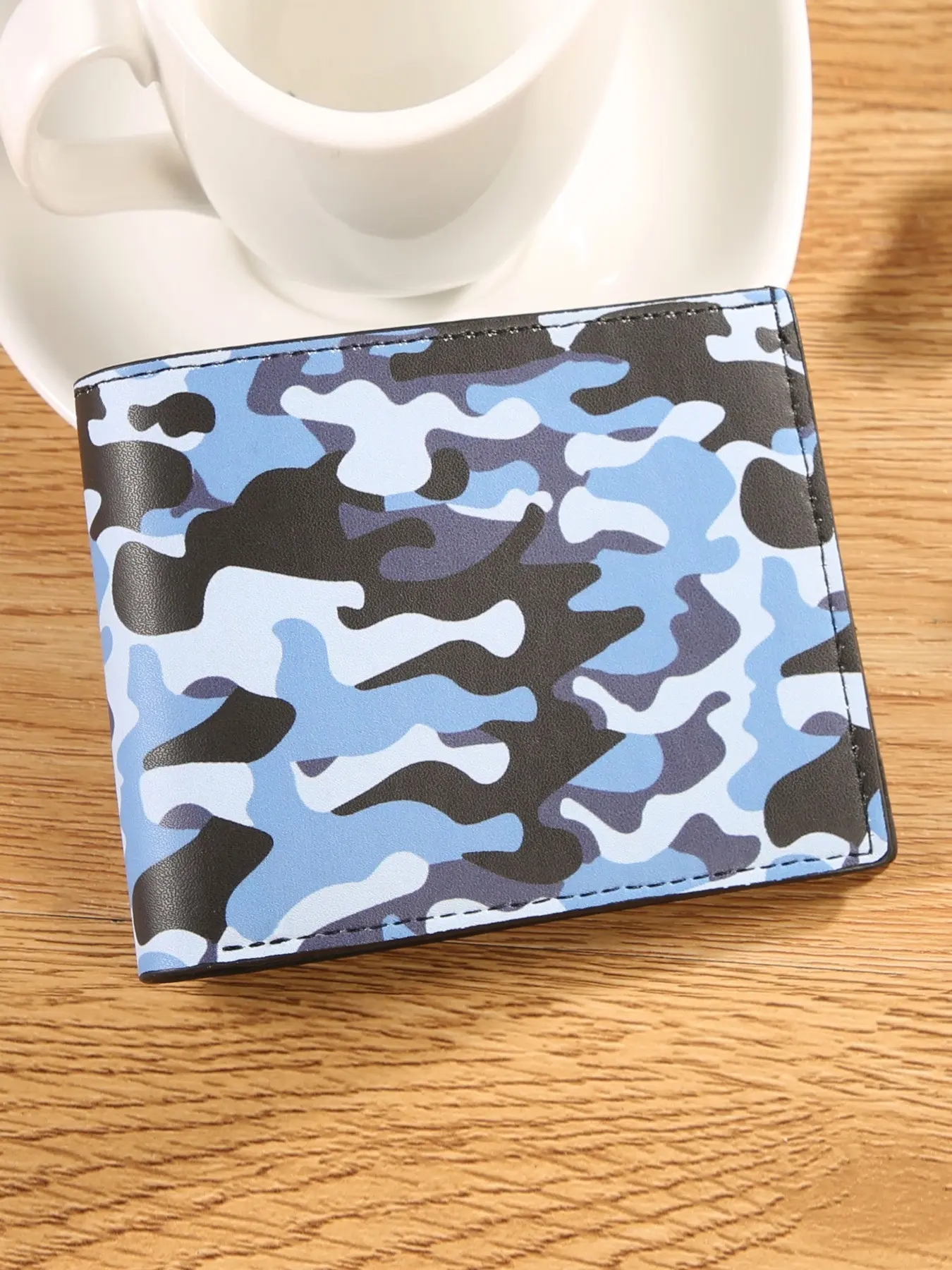 Slim Camouflage Bifold Wallet for Men - Lightweight PU Leather Minimalist Card Holder with ID Window, Multiple Card Slots & Cash Compartment, 6 Color Options, Durable Stitching, Compact Size Perfect for Everyday Carry, Travel & Casual Use