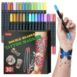 Flysea High-Performance Art Marker Pens, Dual-Tip Metallic Ink, Ideal for Body Art, Cosplay, Festive Drawings, Easy Washable