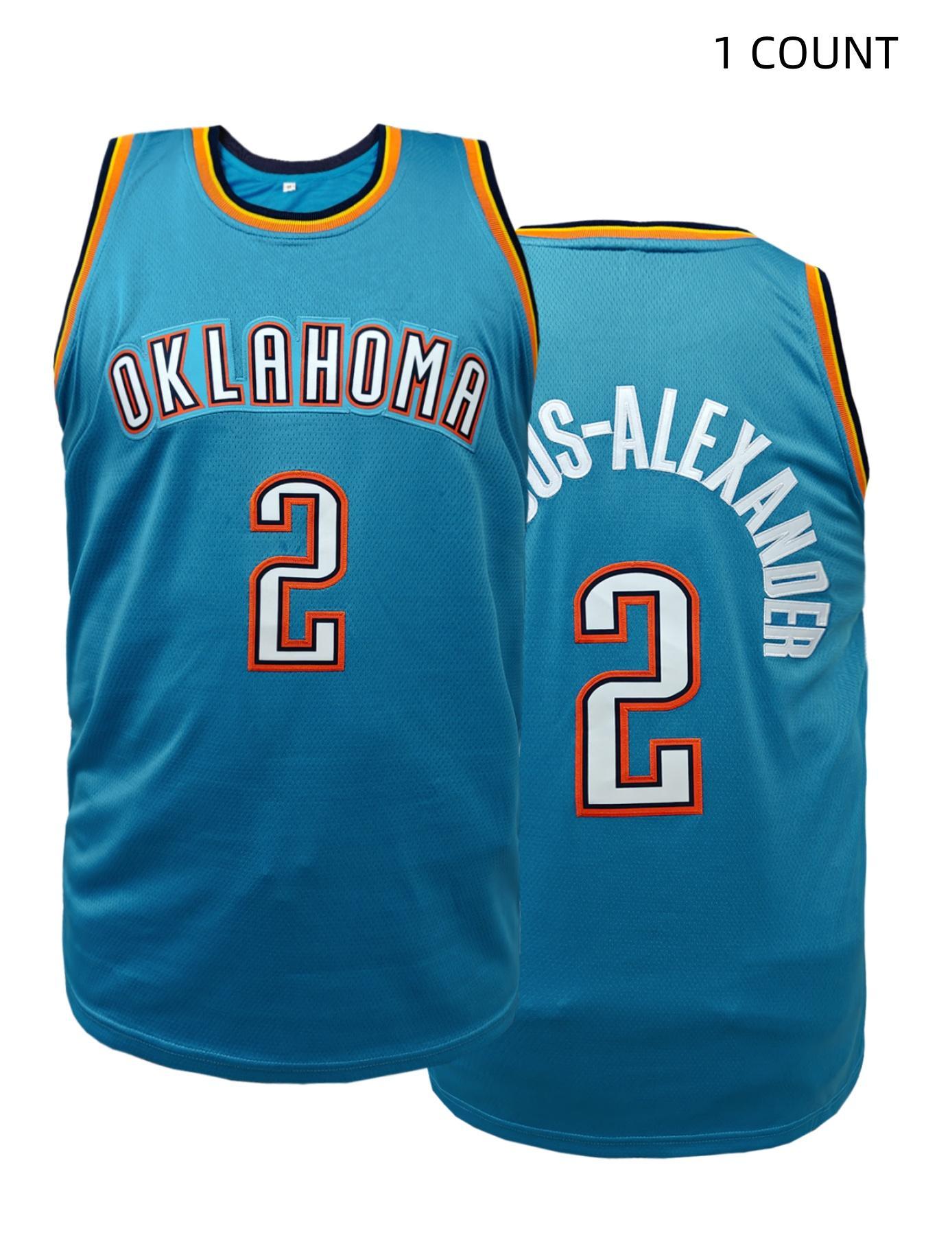 Men's Oklahoma #2 Basketball Jersey, Vintage Basketball Jersey, Lettering Embroidered V Neck Basketball Jersey, Breathable Comfortable Basketball Clothing for Outdoor Training