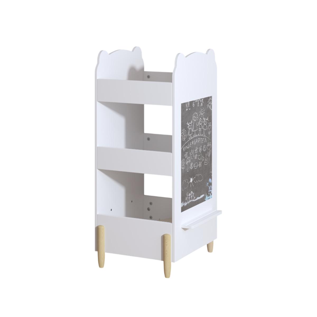 Kids Bookshelf with Chalkboard Side – Bear-Shaped Wooden Bookcase with 3-Tier Storage, Drawing Board for Toddlers, Toy and Book Organizer for Playroom or Bedroom – White Kids Bookshelf with Chalkboard Side – Bear-Shaped Wooden Bookcase with 3-Tier Storage, Drawing Board for Toddlers, Toy and Book Organizer for Playroom or Bedroom – White
