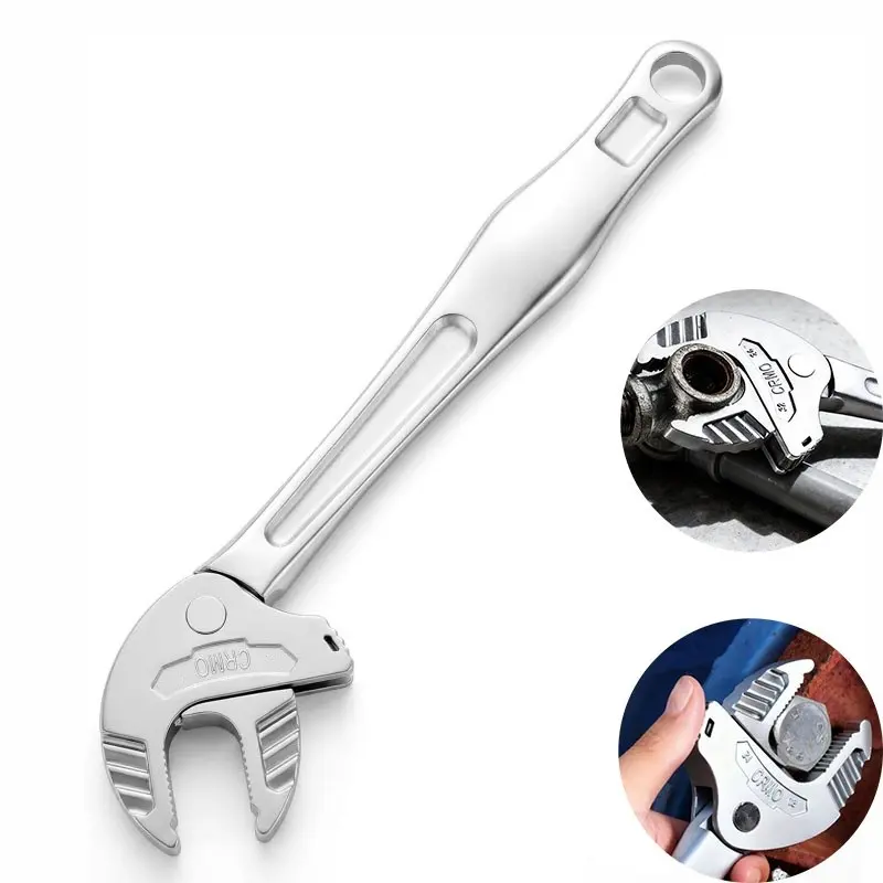 Self-Locking Crescent Wrench, Ratcheting Wrench, Heavy Duty CRMO Steel Universal Pipe Wrench Pliers, Rapid Ratchet Adjustable Torque Spanner for Automotive & Plumbing Repair