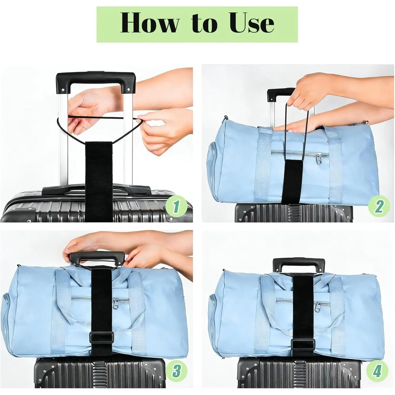 Unisex 4-Pack Plain Flexible Nylon Luggage Straps, Strong Adjustable Elastic Band Fastening Travel Suitcase Accessories, Multi-Use Home Organizer Storage Essentials