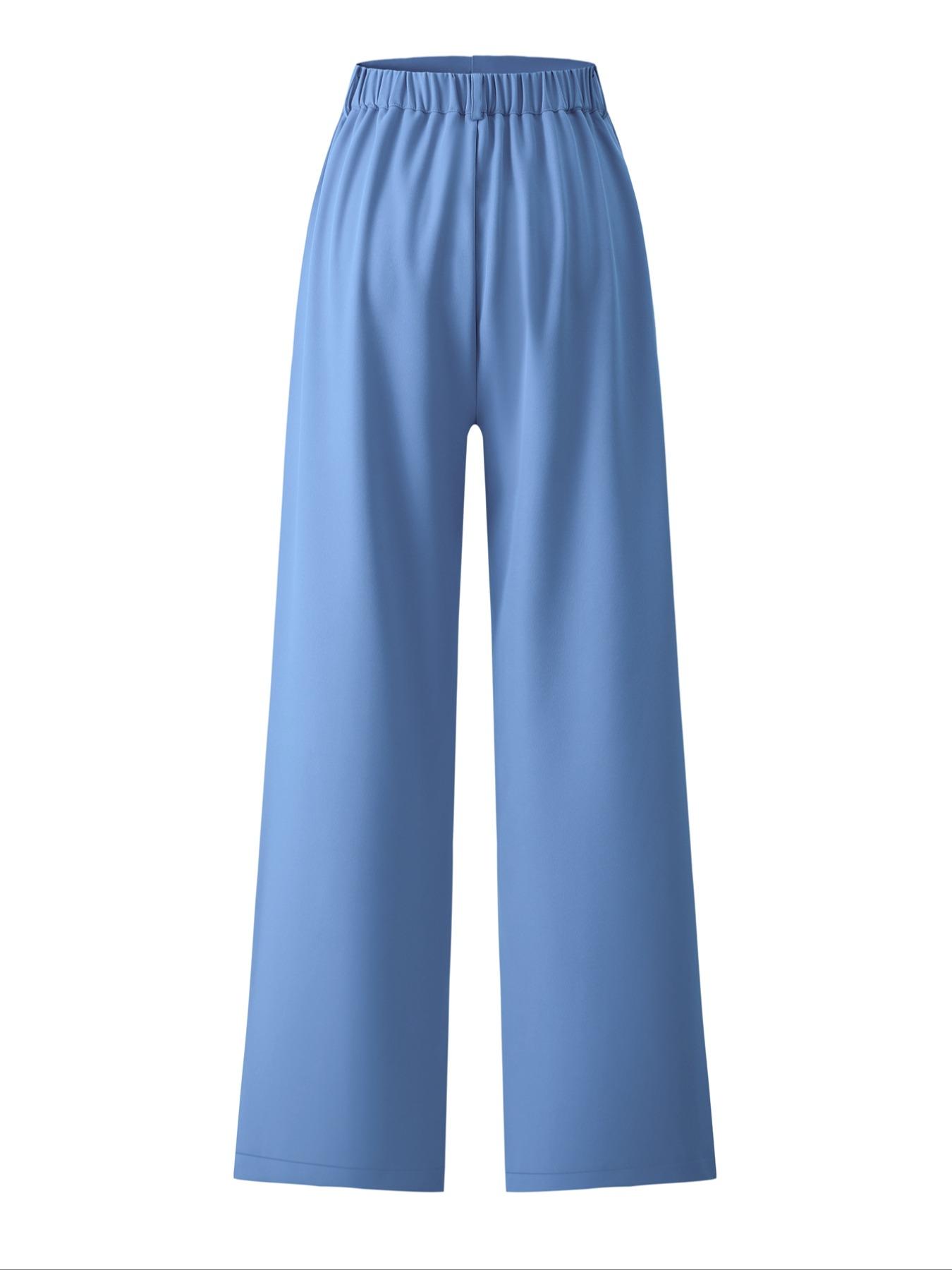 Women's Solid Color Button Fly Pants, Comfy Trousers for Daily Wear, Ladies Bottoms for All Seasons, Baggy Pants, Casual Fit Trousers