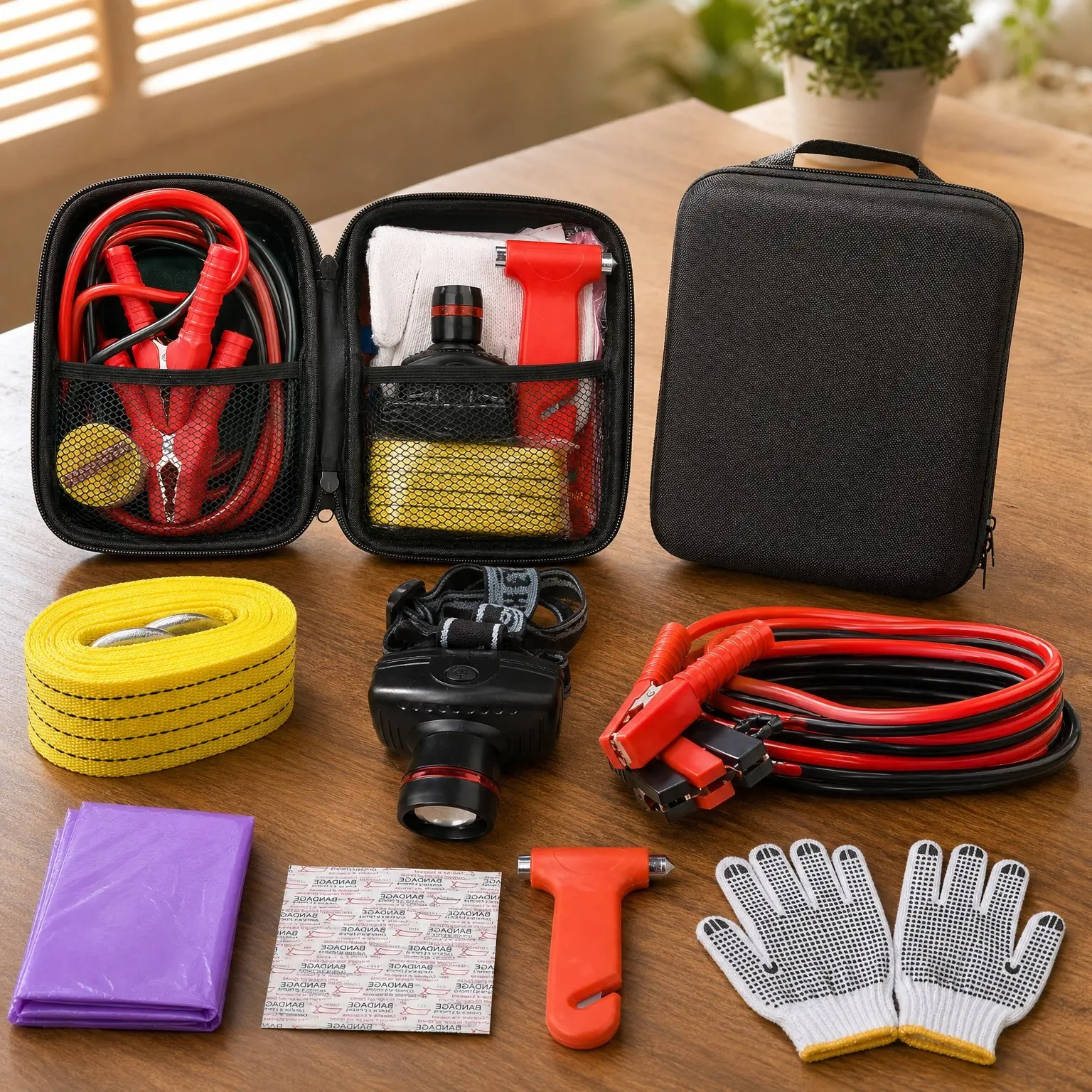 Car Roadside Emergency Kit with Jumper Cables - Complete Car Safety KitGift