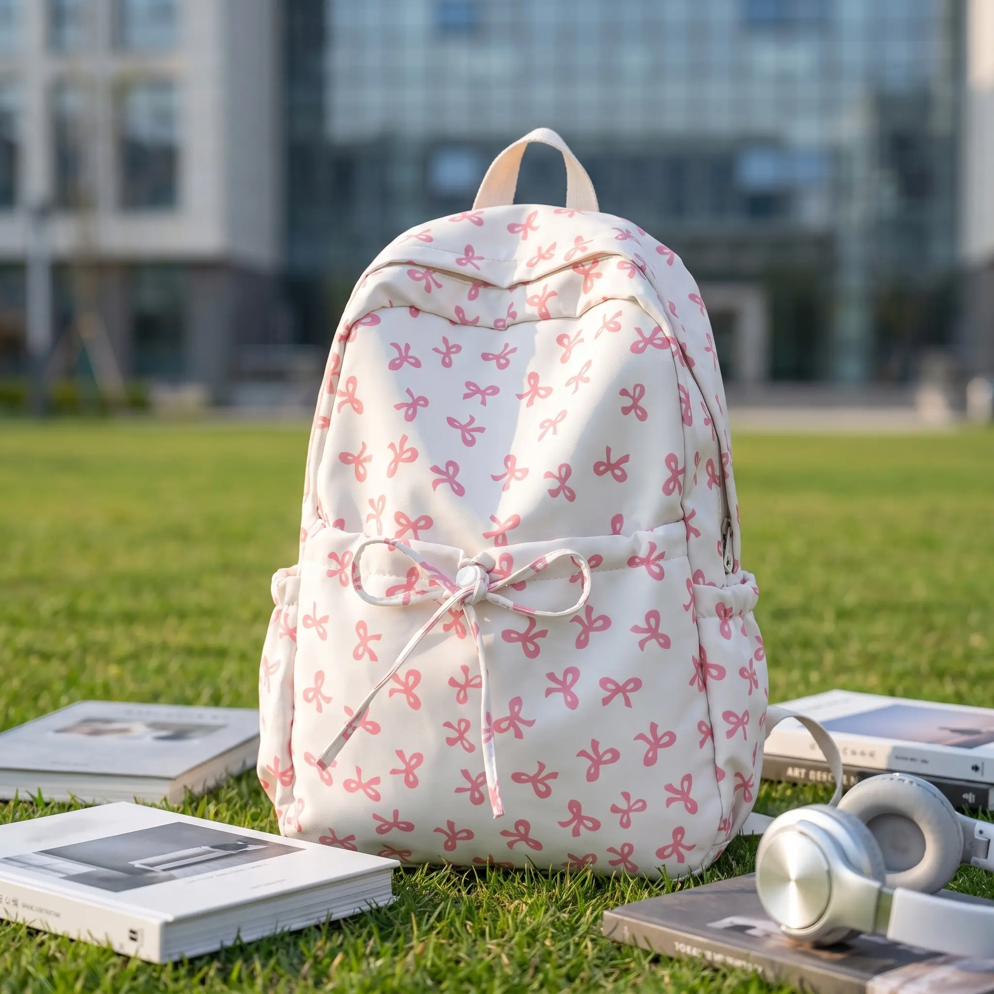 Bowknot Backpack For School Girls Cute Japanese Style Travel Bag Cozy Daily Carry Lightweight Nylon 20 35L Unisex College Students