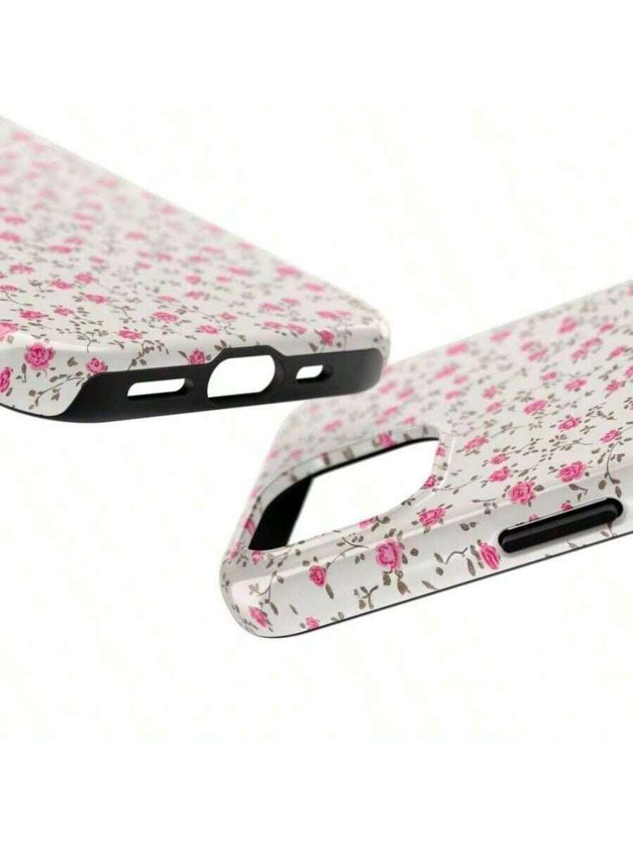 Floral Pattern Film Mobile Phone Case Is Suitable For IPhone 16/15/14/13/12 Pro Max 14 15 16 Plus 11 Thickened Double-Layer TPU + PC Material 2-In-1 Shockproof And Drop-Proof Protective Case, Providing Strong Protection,Suitable For IPhone 17 Air