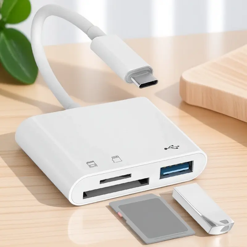 Dual Slot OTG Card Reader USB 3.0 - Type-C/Micro USB, Plug-and-Play, SD/TF Support for Phones, Tablets, Cameras & Laptops - Portable High-Speed Adapter for Apple Mac