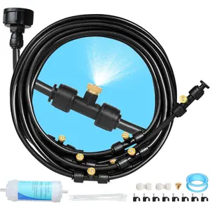 35FT Mister for Outside Patio Misting Cooling System, 35FT (11M) Misting Line+7 Brass Mist Nozzles+Water Filter, Outdoor Mister System for Garden Greenhouse Trampoline Waterparke