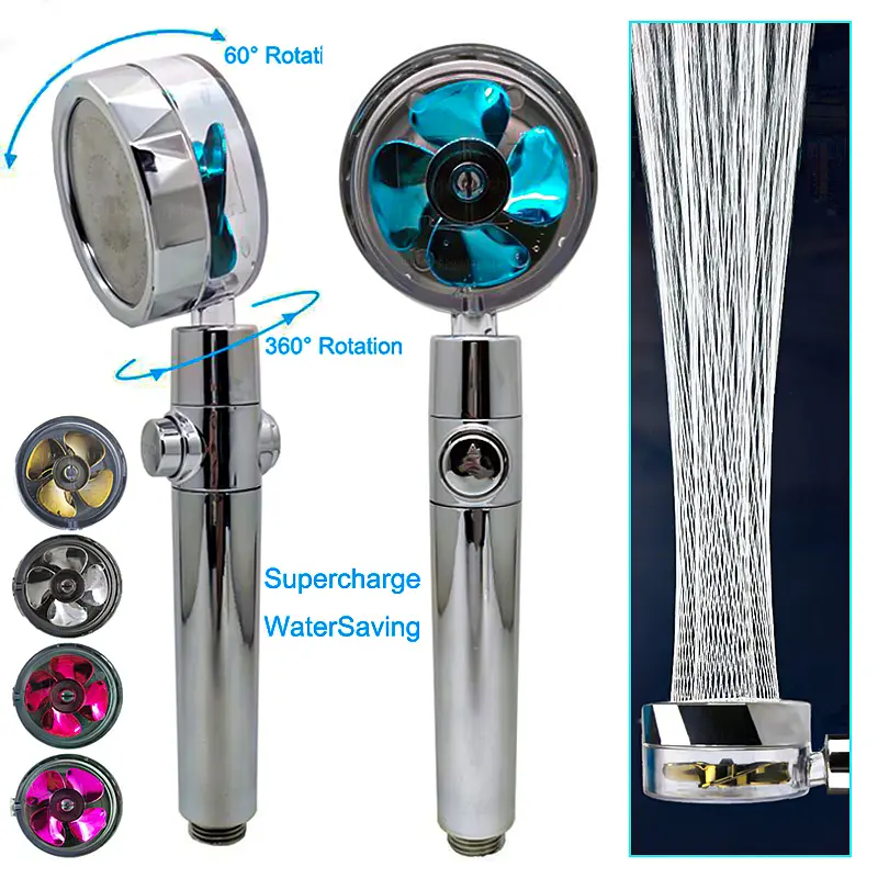 Round Shape ABS Plastic 360-Degree Rotating Shower Head with Fan Nozzle, Adjustable Spray, High Press. Detachable Set for Indoor Bath
