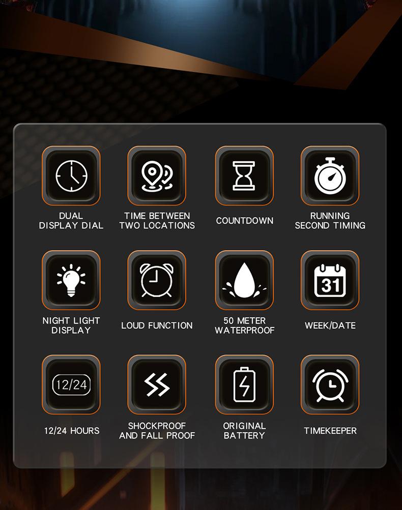 Men's Multifunctional Digital  Watch - Sporty Automatic Style with Luminous Display and Waterproof Design. Suitable for Business, Parties, and Daily Use. Universal Blue Silicone Strap