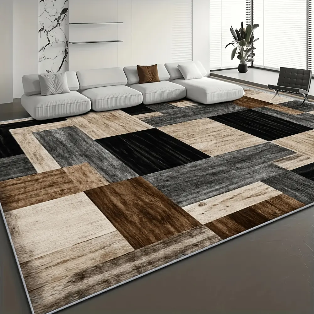 Luxurious 100% Polyester Velvet Carpet - Non-Slip Base, Machine Washable, Large Size for Living Room Decor, Rugs for Bedroom High-Traffic Areas