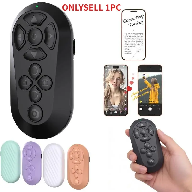 Bluetooth Remote for TikTok Scrolling, Page Turning, Volume Control & Camera Shutter | Hands-Free Phone Controller for iPhone & Android, 2026 Upgraded, Button Remote