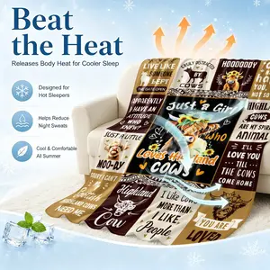 Highland Cow Cooling Blanket, Absorbs Heat to Keep Body Cool for Night Sweats, Arc-Chill Cool Fiber Q-Max>0.35 for Hot Sleepers, Lightweight Summer Cold Blankets for Sleeping