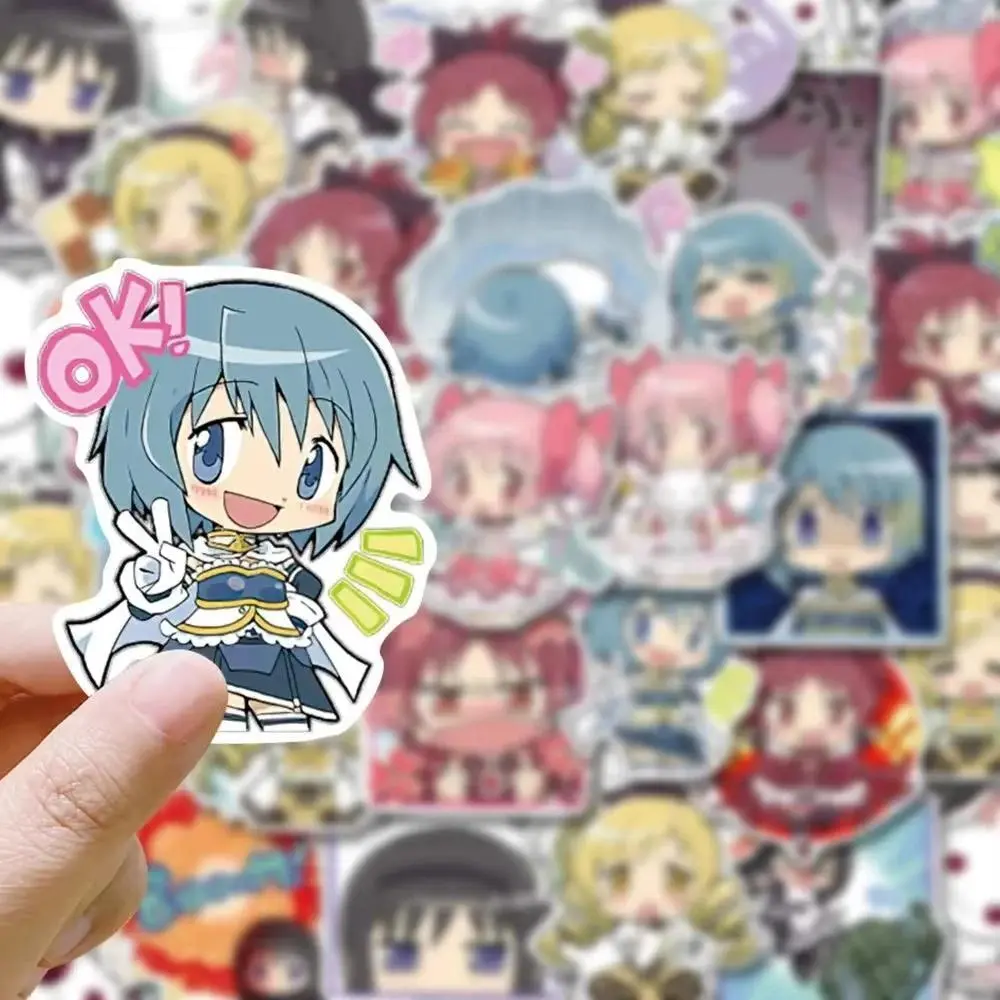 48pcs Kawaii Anime Puella Magi Madoka Magica Stickers Kaname Madoka Akemi Homura Decals for Laptop Phone Cartoon Sticker