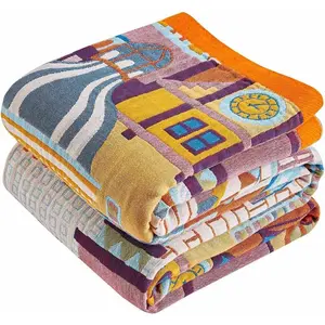 Boho Throw Blanket 100% Cotton Muslin Woven Blanket Bohemian Bed Throws Vintage Rustic Farmhouse Decor Reversible Bed Blanket Quilt for All Seasons（Pink 50"x60"）