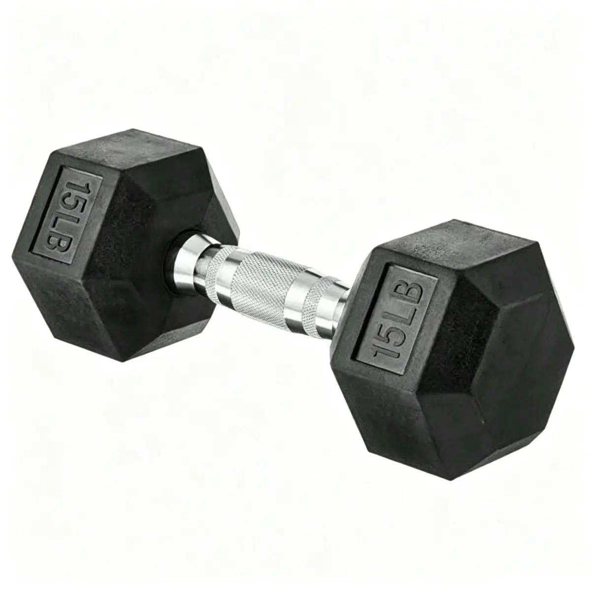 15lb Anti-Roll Hexagon Rubber-Coated Dumbbells - Unisex Home Gyms Equipment with Cast Iron Core, Anti-Slip Grip, Palm Fit Design, for Improving Endurance, Whole Body Sculpting