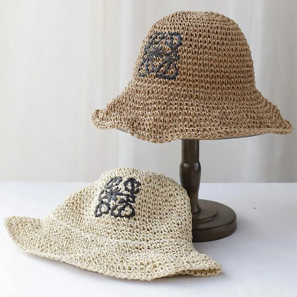 NEW high quality Handmade stripe Sun Hat Floppy Summer Hats For Women Beach Panama Straw Dome Bucket Hat Femme Shade Hat