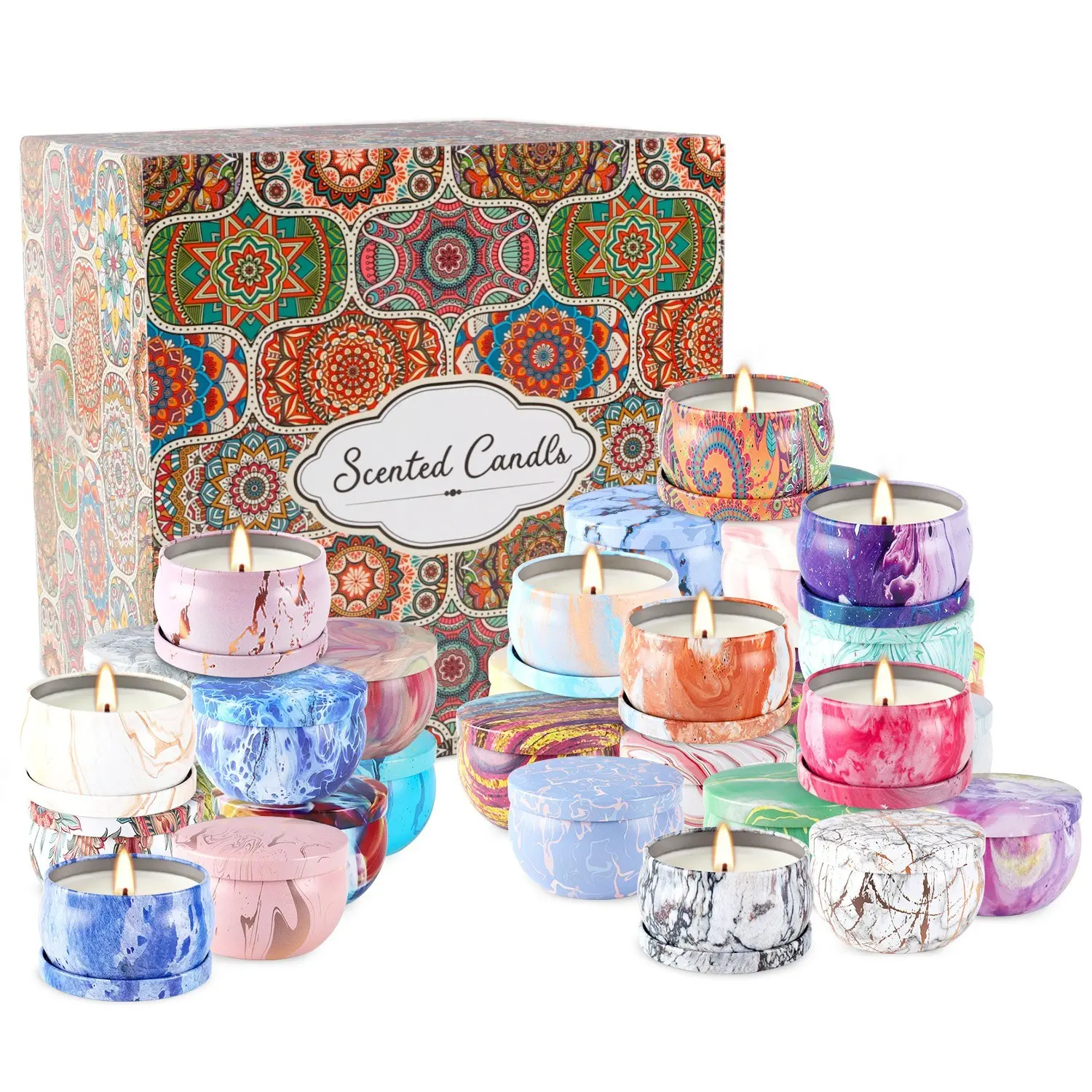 36-Piece Aromatherapy Soy Wax Candle Gift Set, Lavender Vanilla Lemon Rose Scents, 2.5oz Candles for Home Decor, Yoga, Christmas, Birthday Gifts