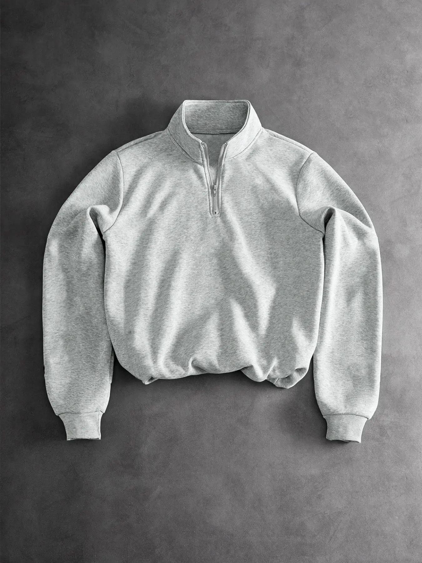 1 Pc Men Quarter Zip Sweatshirt Solid Color Fleece Lined Stand Collar Pullover Soft Loose Long Sleeve Top For Daily Running Street Casual Wear