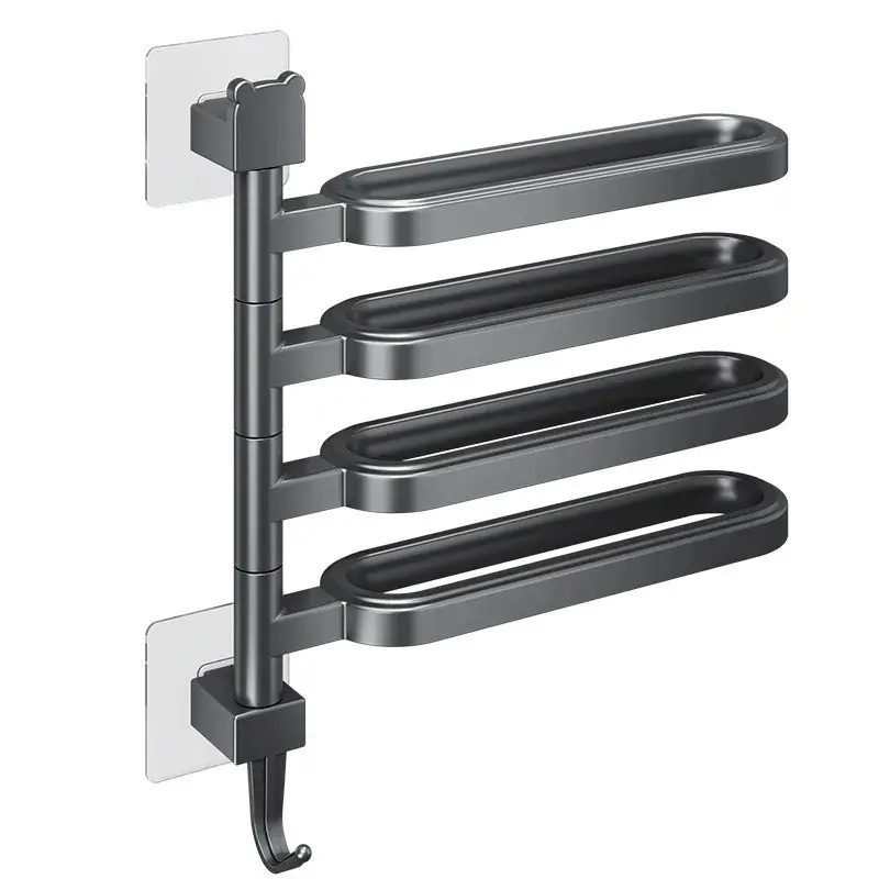 New Design No-Drill Rotatable Multi-Towel Rack, Single Plastic Storage Shelf, Ideal for Bathroom and Hotel Use, Space-Saving Organizer, Bathroom Organizers