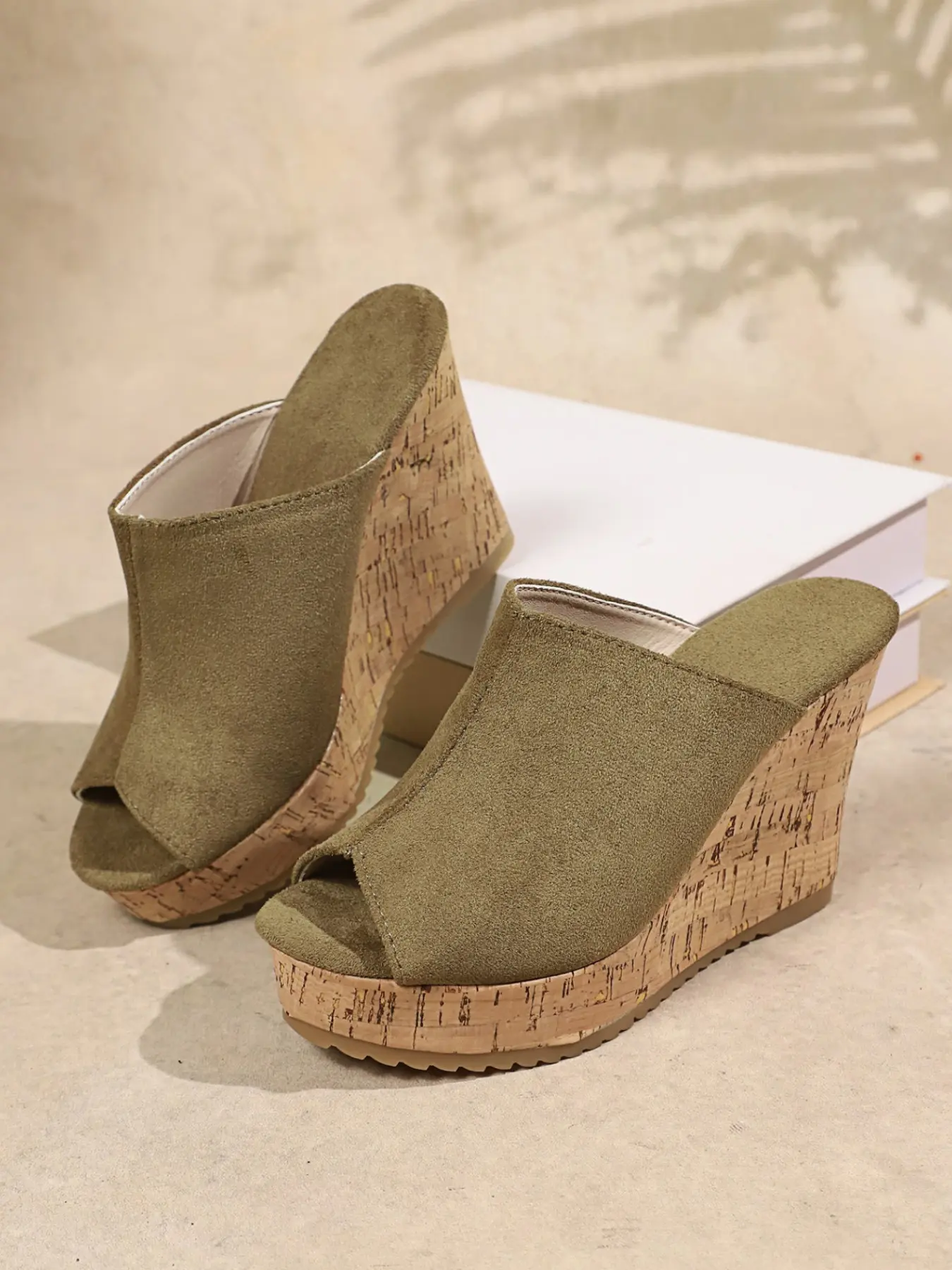 2026 Women's Summer New Thick Sole Wedge Sandals, Open Toe Backless Fabric Tie Strap Slippers, Comfortable Casual Elegant Shoes for Women