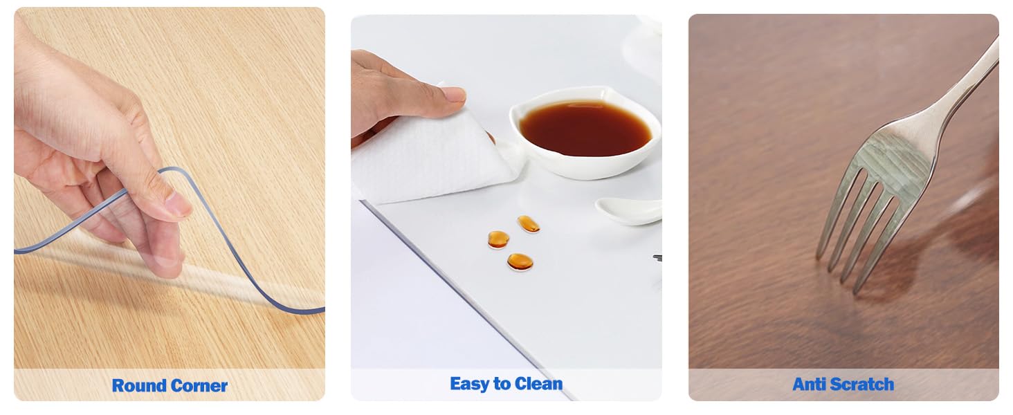 16X16 Inch Clear Dining Table Protector Entryway Tablecloth Desk Pad Mat Wooden Furniture Coffee Bistro Bed Sofa Side Table Top Protection Countertop Cover Waterproof PVC Vinyl