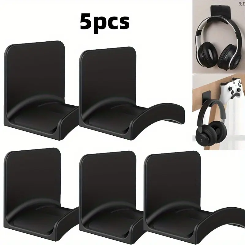 5-Piece Multi-Functional Headphone Stand Set, Sticky Adhesive Game Earphone Hook, Desk Mount, Wall-Mounted Without Drilling, Hangable