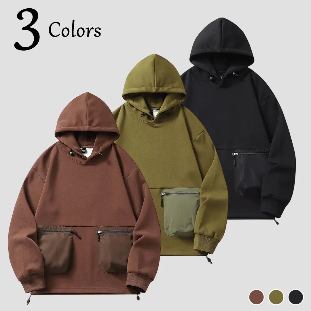 Men's Oversized Tactical Hoodie 65% Cotton 35% Polyester Drop Shoulder Sweatshirt Cargo Zipper Pockets Adjustable Drawstring Hem Casual Streetwear Male Clothing cozy soft cool clean chic active sporty casual premium classic stylish durable trendy, Tops, M