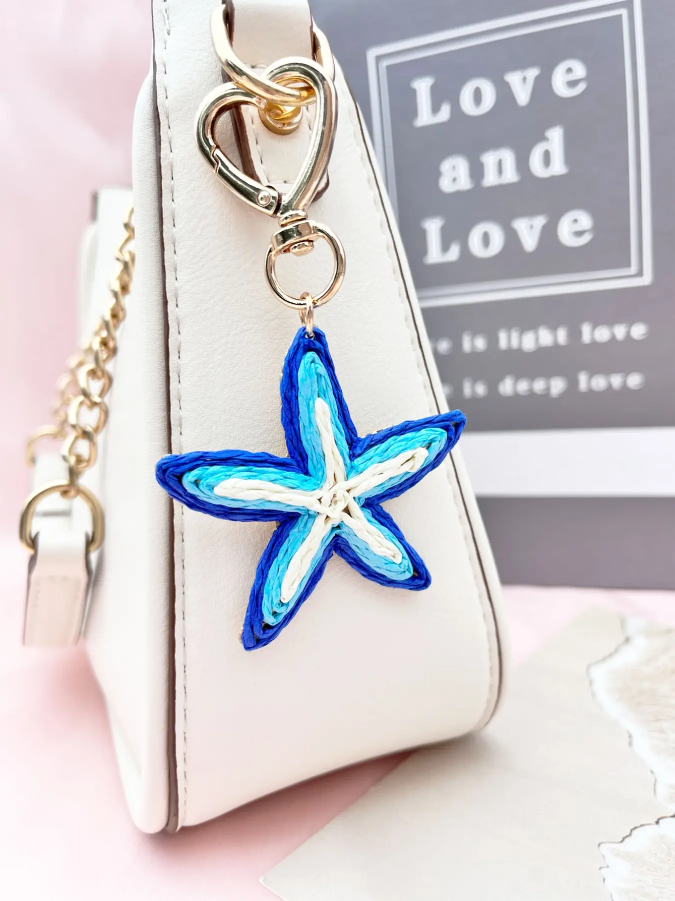 Handmade Starfish Keychain, Beach Travel Accessory, Hawaiian Style Pendant, Boho Y2K Design, Festival Gift, Room Decor