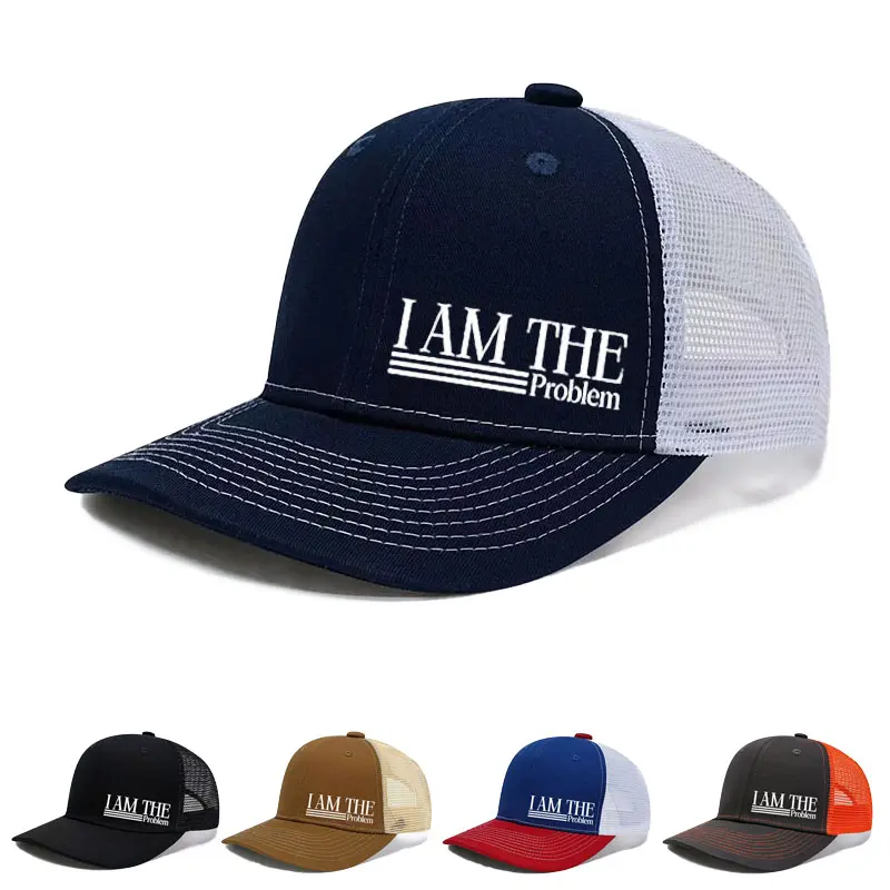 Bold Slogan "I Am The Problem" Funny Sarcastic Mesh-Back Ball Hat - Adjustable Size Men's Hat for Unisex Use