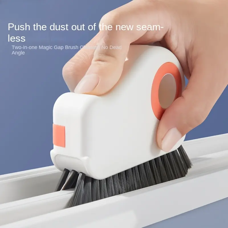 [2pcs Window Cleaning Brush] 2pcs Set Window Track Cleaning Brush |   Detachable Door & Window Sill Scrubber, Glass Corner Cleaner, Plastic Uncharged Ledge Gap Cleaner for Living Room, Bedroom, Kitchen |   Durable Plastic Brush