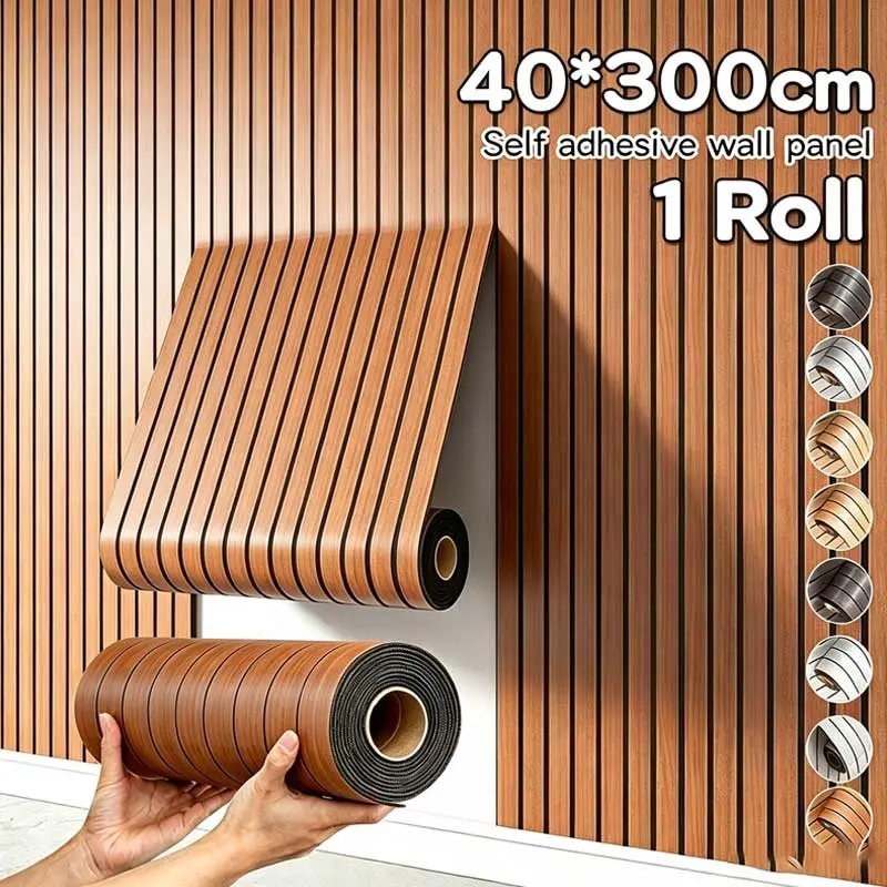 3D Wood Texture Wall Panel, Self-Adhesive Durable Backing, Ideal for Walls and Ceilings, Bedroom Headboard, Living Room TV Background Decorative Wallpaper, Textured Wall Paper
