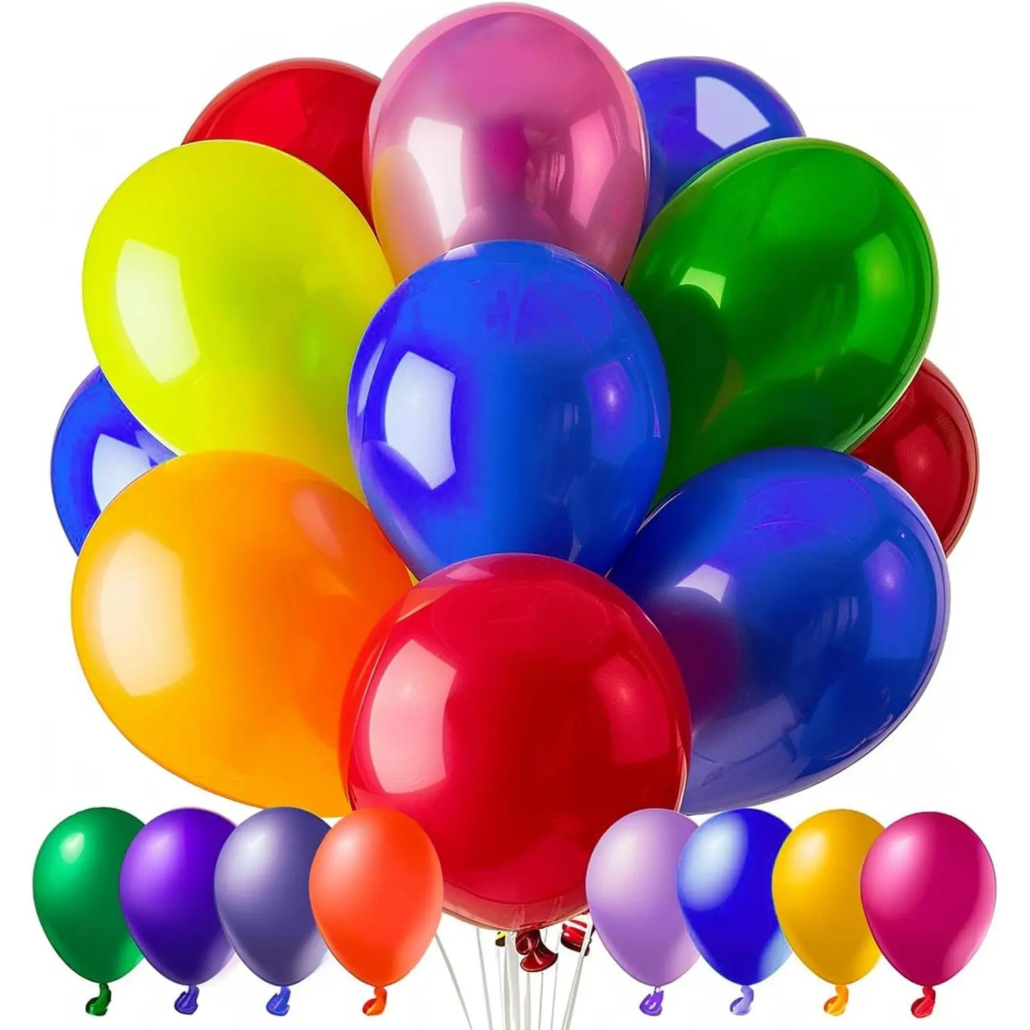 100PCS 12-in Assorted Colors Latex Balloons Bulk Pack, 10 Color Options for Birthday, Wedding Party Decor Home Supplies