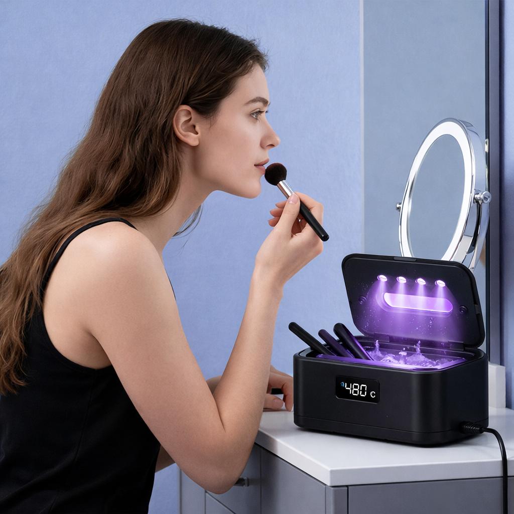 Ultrasonic Jewelry Cleaner with UV Sterilizer, Portable 360° Deep Cleaning Sonic Washer Machine, Plug-In Adapter Powered for Rings, Necklaces, Earrings, Watches, Eyeglasses, Retainers & Dentures