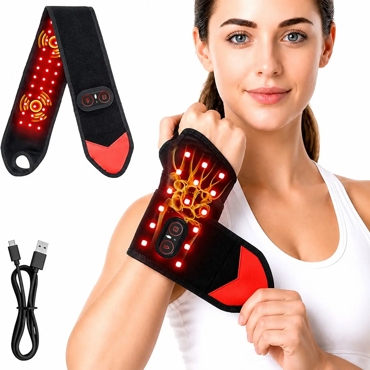 Light Heating Wrist Massager, Heat Therapy Vibrating Relief for Wrist Pain, Joint Care Bracelet for Daily Use, S18 Model