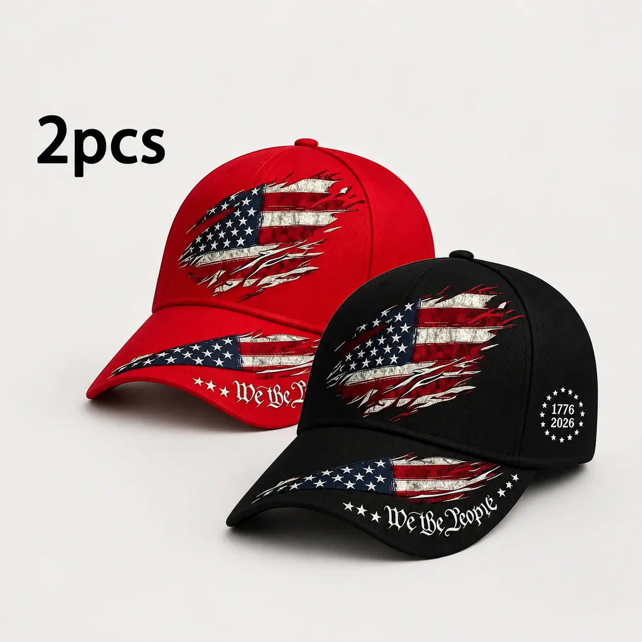 2-Pack Unisex Adjustable Baseball Hats Featuring 250th Anniversary Prints Outdoor Sun Caps for Sports & Everyday Casual Looks