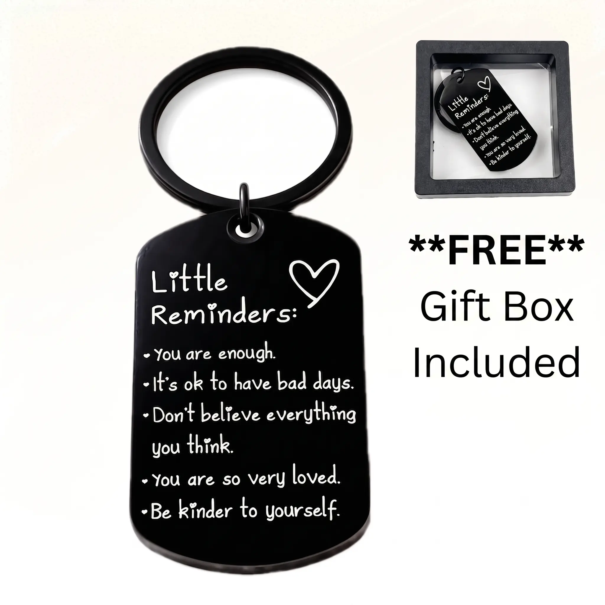 Engraved "You Are Enough" Compact Keychain Accessory - 1-Piece Unisex Daily Motivation Reminder with Gift Box, GF Gift, Home & Festive Party Supplies Favor, Engraved Text