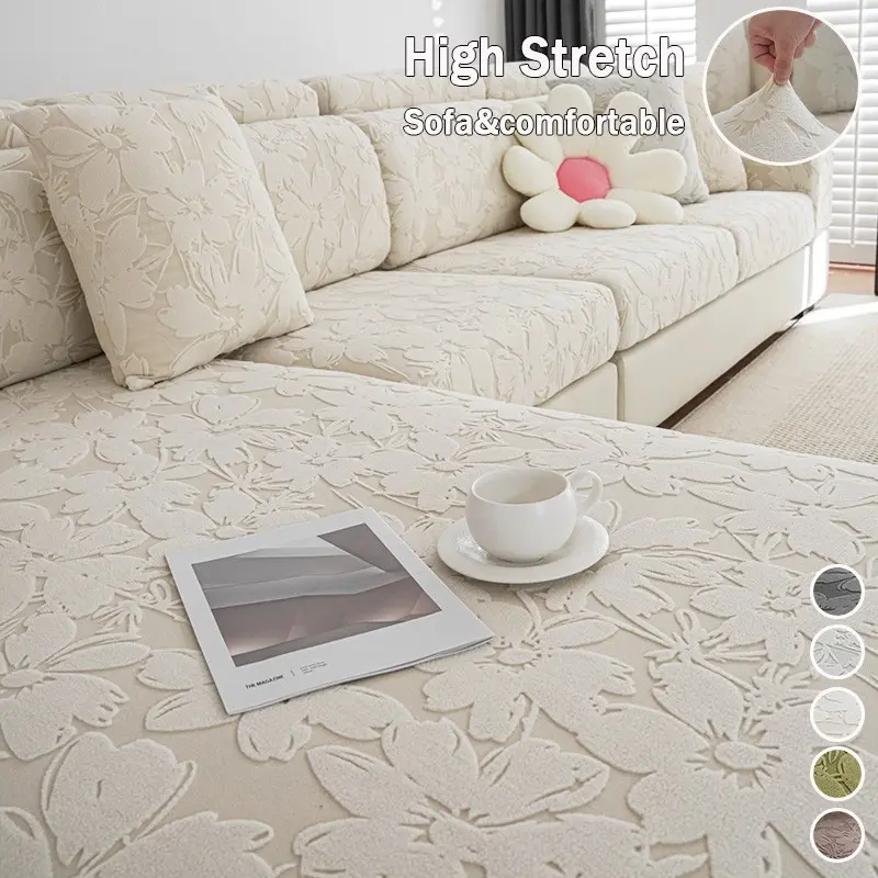 Modern Non-Slip Elastic Sofa Cover, Washable Floral Pattern, Pet-Friendly, Fits 1-4 Person & L-Type Sofas, Durable Home Decor