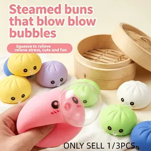 Cute Kawaii PVC Bubble Bao Squeeze Toy - Non-Sticky Silicone-Free Anxiety Relief Fidget Toy, Bao Bun Squishy