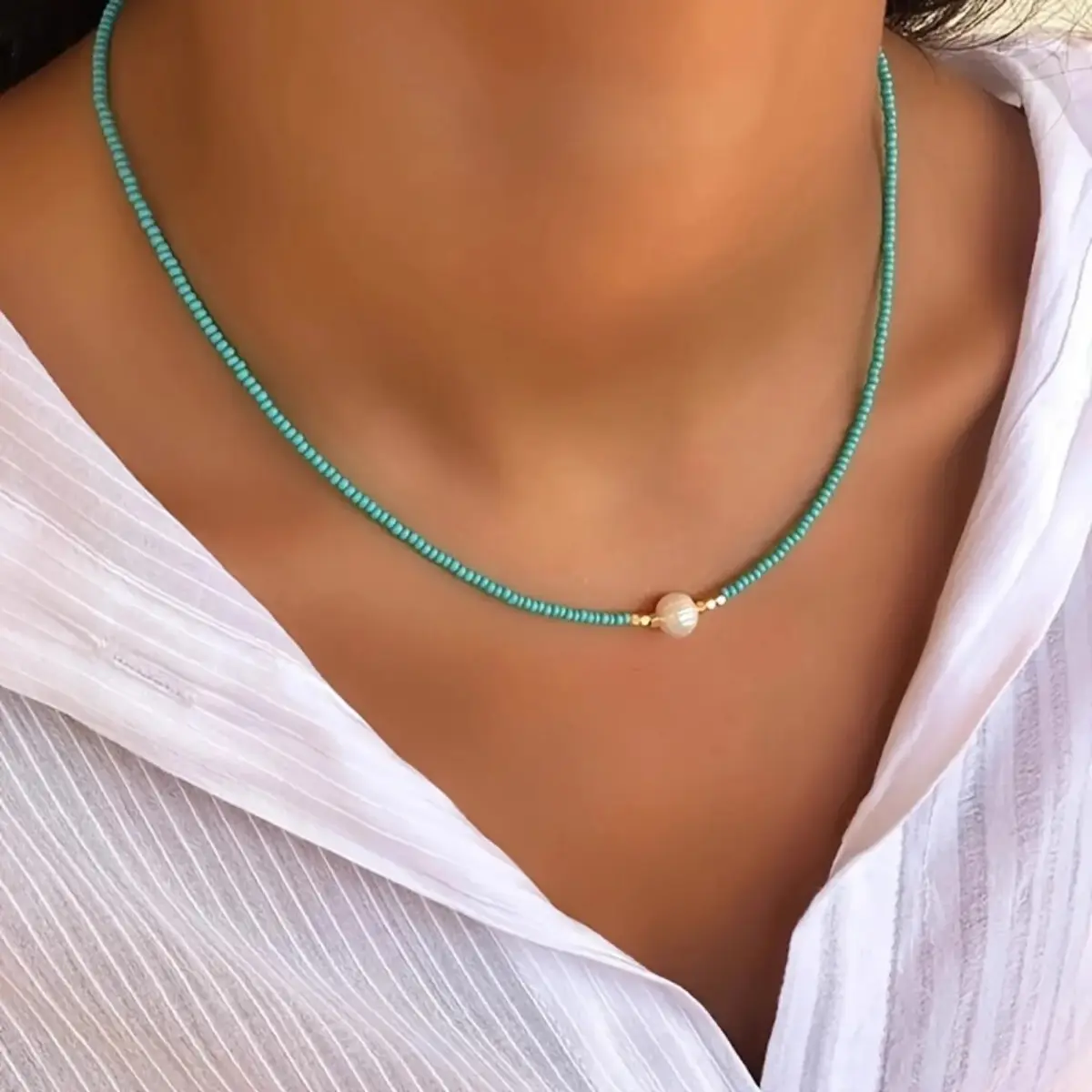 Beaded Necklace & Pearl Choker – Rainbow Bead Ensemble & Mixed-Media Pearl Motif, Viral TikTok Vacationcore Aesthetic & Boho Layering Trend, Multi-Color Lightweight & Dainty Accessory for Vacation Wear, Beach Trip, Daily Styling & Meaningful Gift