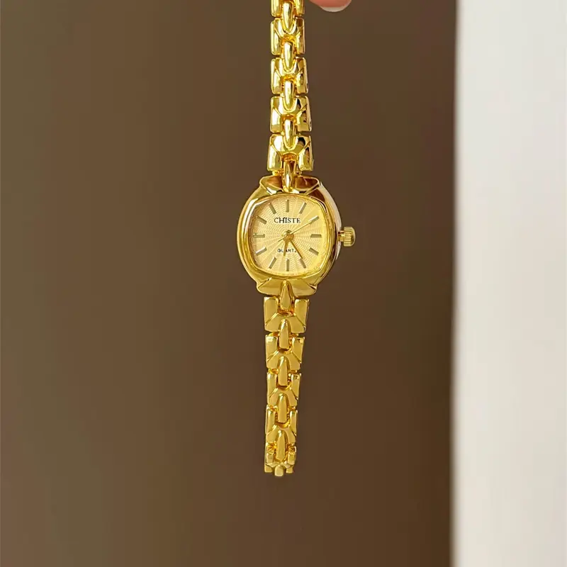 Vintage Thick Barrel Bracelet Watch for Women, Elegant Lightweight Luxury Style, Small Dial Simple Watch, Casual Chain Quartz Wristwatch, Fashionable Wristwatches