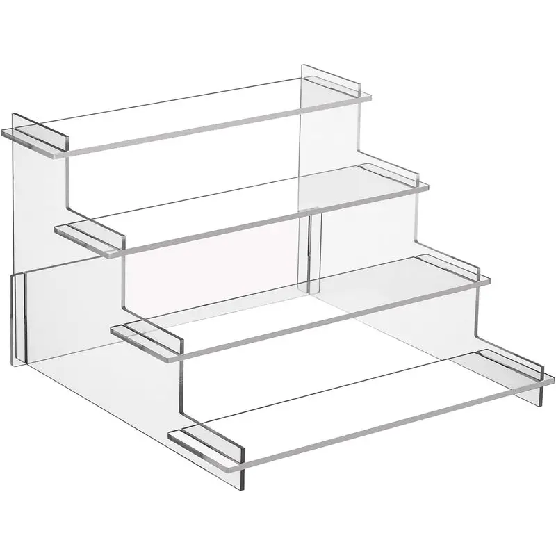 4-Tier Clear Acrylic Display Risers - Home Organizer for Vanity Cosmetics, Dessert Cupcakes, Collectible Figurines, Countertop Storage Holder