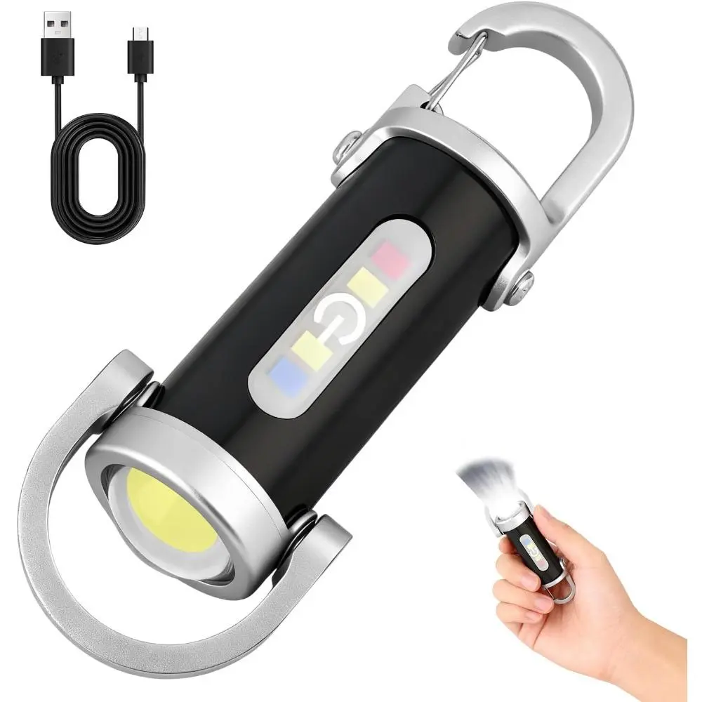 1 Pack Rechargeable Keychain Flashlights, EDC Mini Keychain Flashlight 6 Light Modes Waterproof, Compact Pocket COB Light for Night Working, Running, Walking, Camping, Fishing, Hiking
