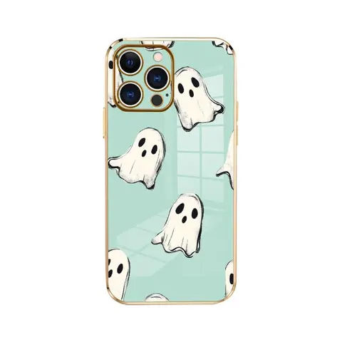 Cute Ghostly Pattern Soft Silicone Transparent Plastic Cellphone Case for iPhone 18,17,16,15,14 Pro Max,14 Pro,13,12,11,XR,XS Plus - Electroplated, Non-Slip, Durable Military-Grade, 4-Corner Shockproof, Full Body Anti-Drop Protection for Handheld Devices,