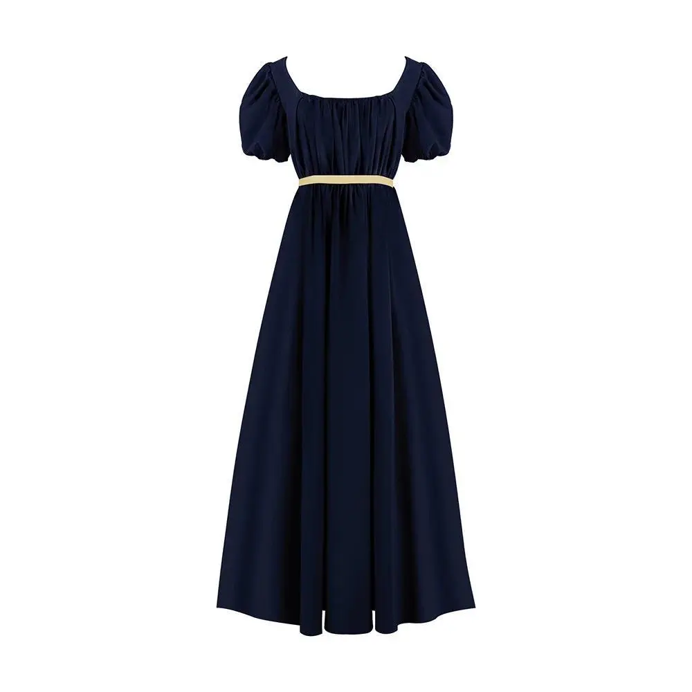 Women's High-Waisted Polyester Cosplay Empire Gown - Regency Austen Victorian Vintage Female Wear Clothes for Halloween Party Evening Dance Ball