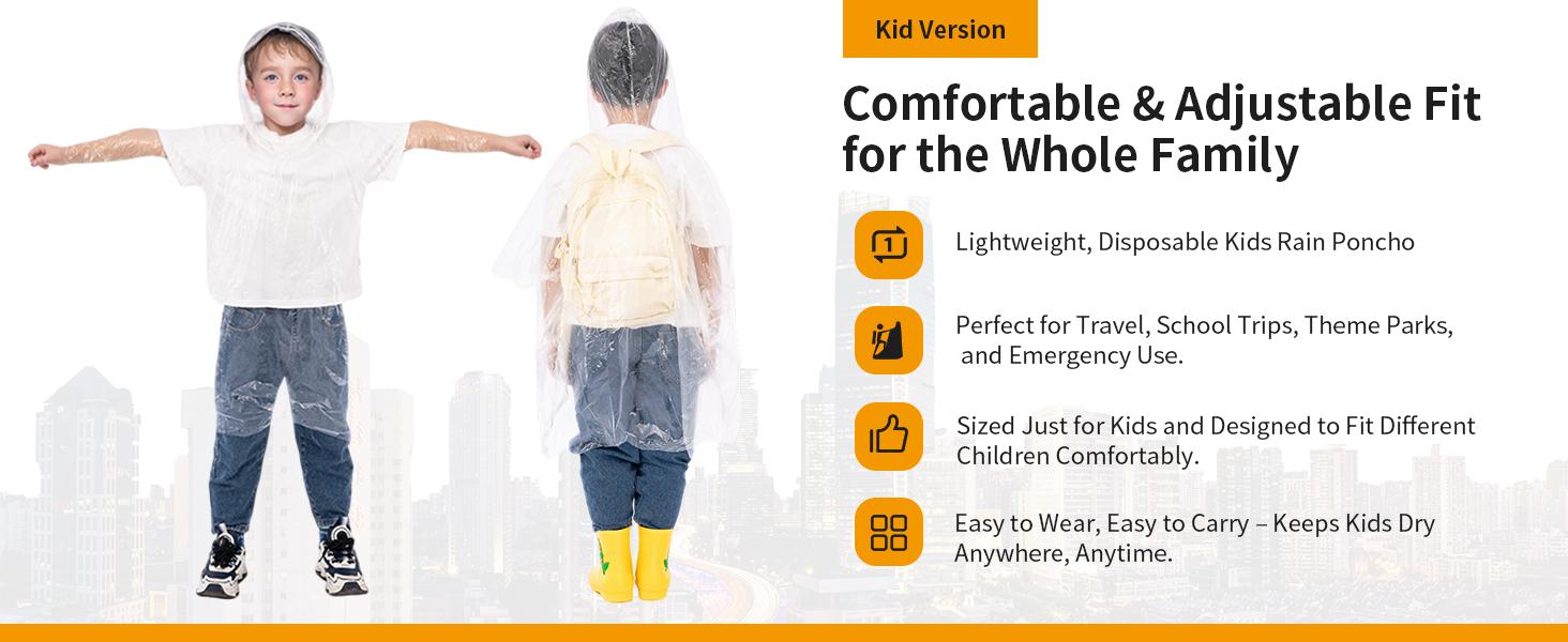 Rain Ponchos for Adults - Extra Long Emergency Poncho with Hood, 6/12/24 Family Pack Raincoat, Home Survival Kits