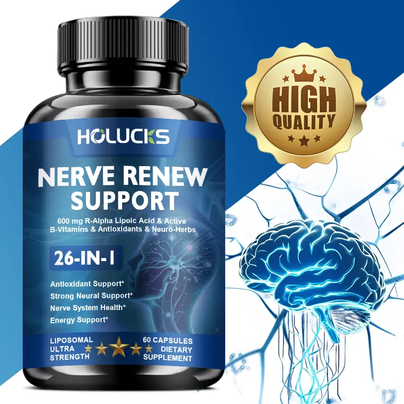 26-in-1 Nerve Renew Supplement for Adults, Active Benfotiamine B Vitamins, Magnesium Glycinate, Acetyl-L-Carnitine, Powerful Antioxidant Formula to Boost Nerve Function & Energy Metabolism, 30 Servings