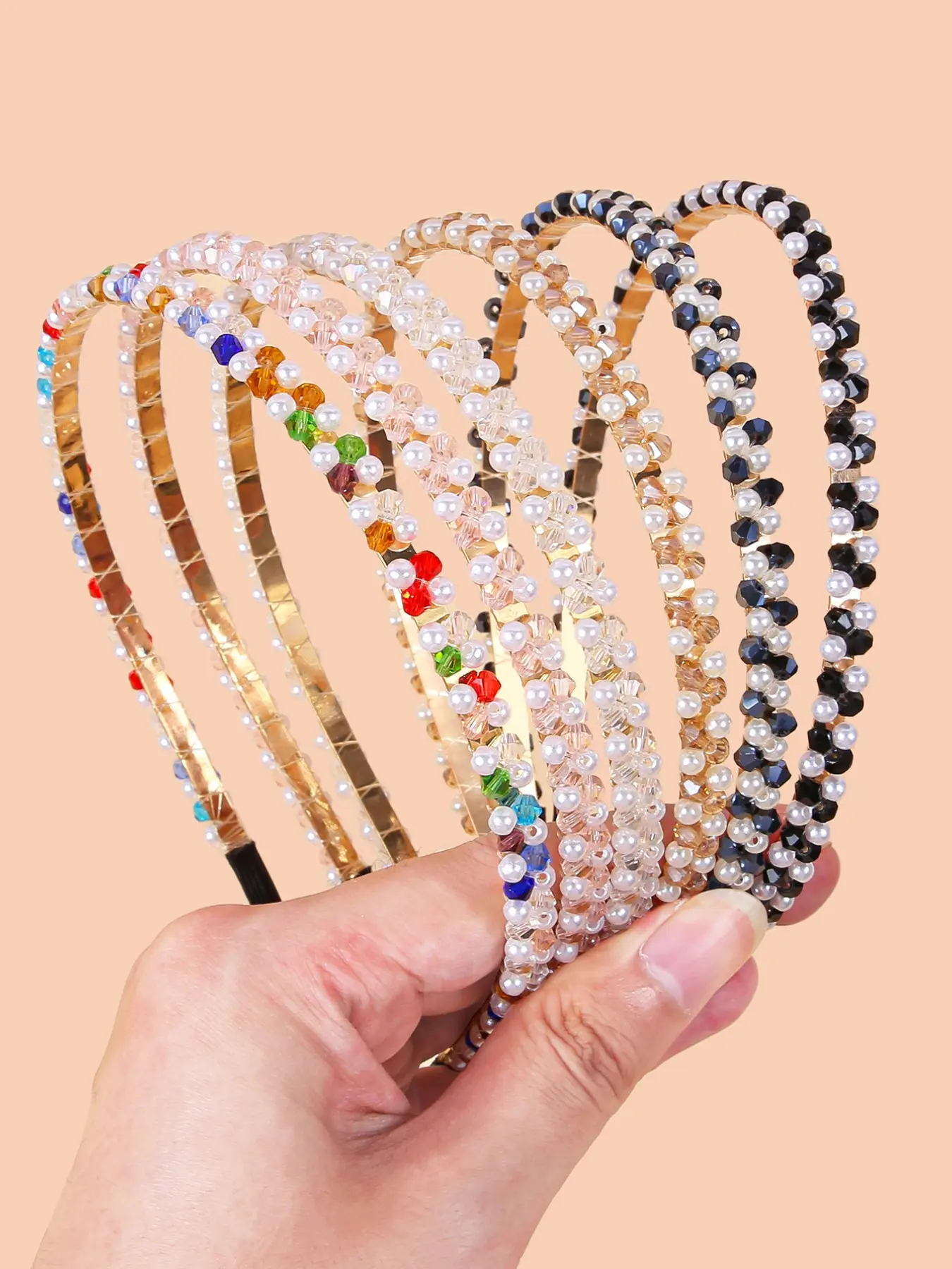 6 Pcs Rhinestone Hairbands, Elegant Women's Non-Slip Headband, Perfect for Parties, Multi-Color Fashion Accessory, All Seasons