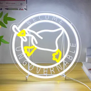 Murder Duck with Knife Neon Sign Untitled Goose neon light Joke Gift for Room Decor, Become Ungovernable LED Neon Signs Duck Led Neon Light Sign for Wall Decor Game Room Man Cave Pub Party Restaurant