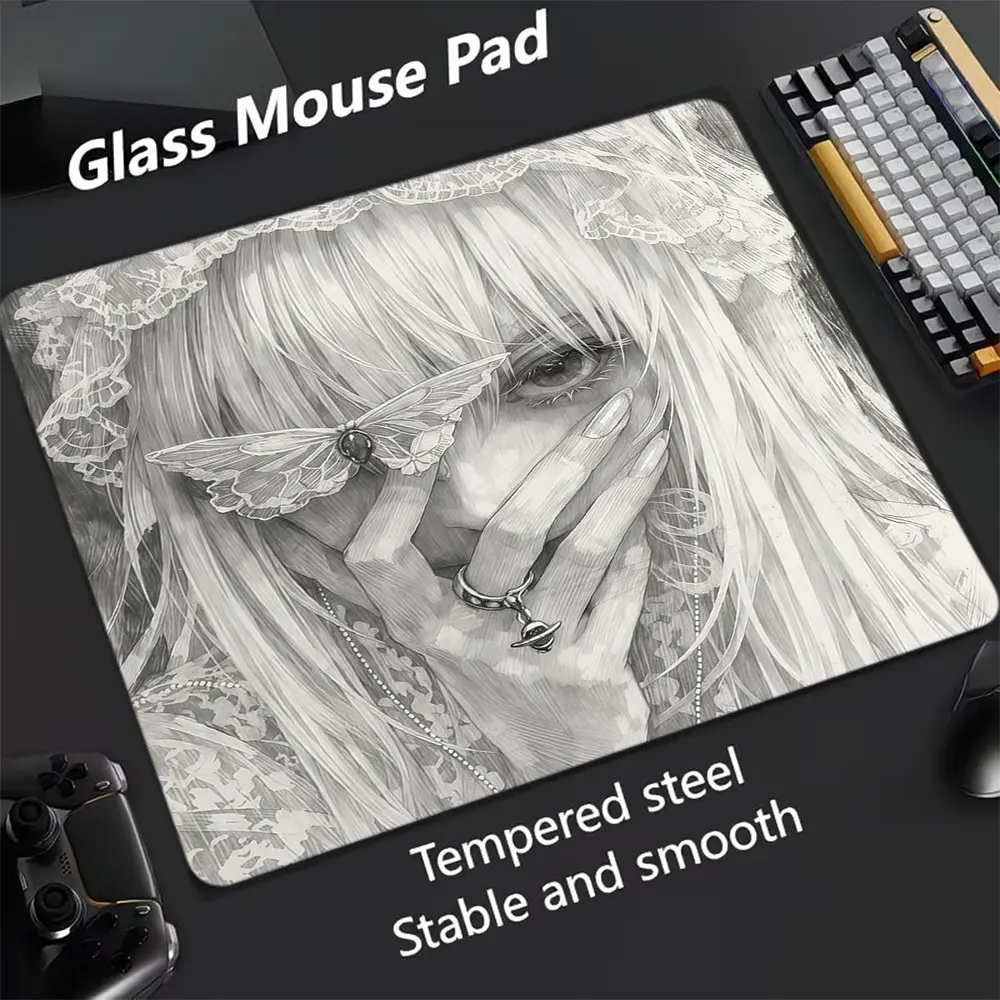 Vintage Style Glass Mouse Pad, Computer Mouse Pad, Ultra Smooth Tempered Glass, Large Size Gaming Mouse Pad, Ideal for Esports and Office Use, Gaming Mousepad
